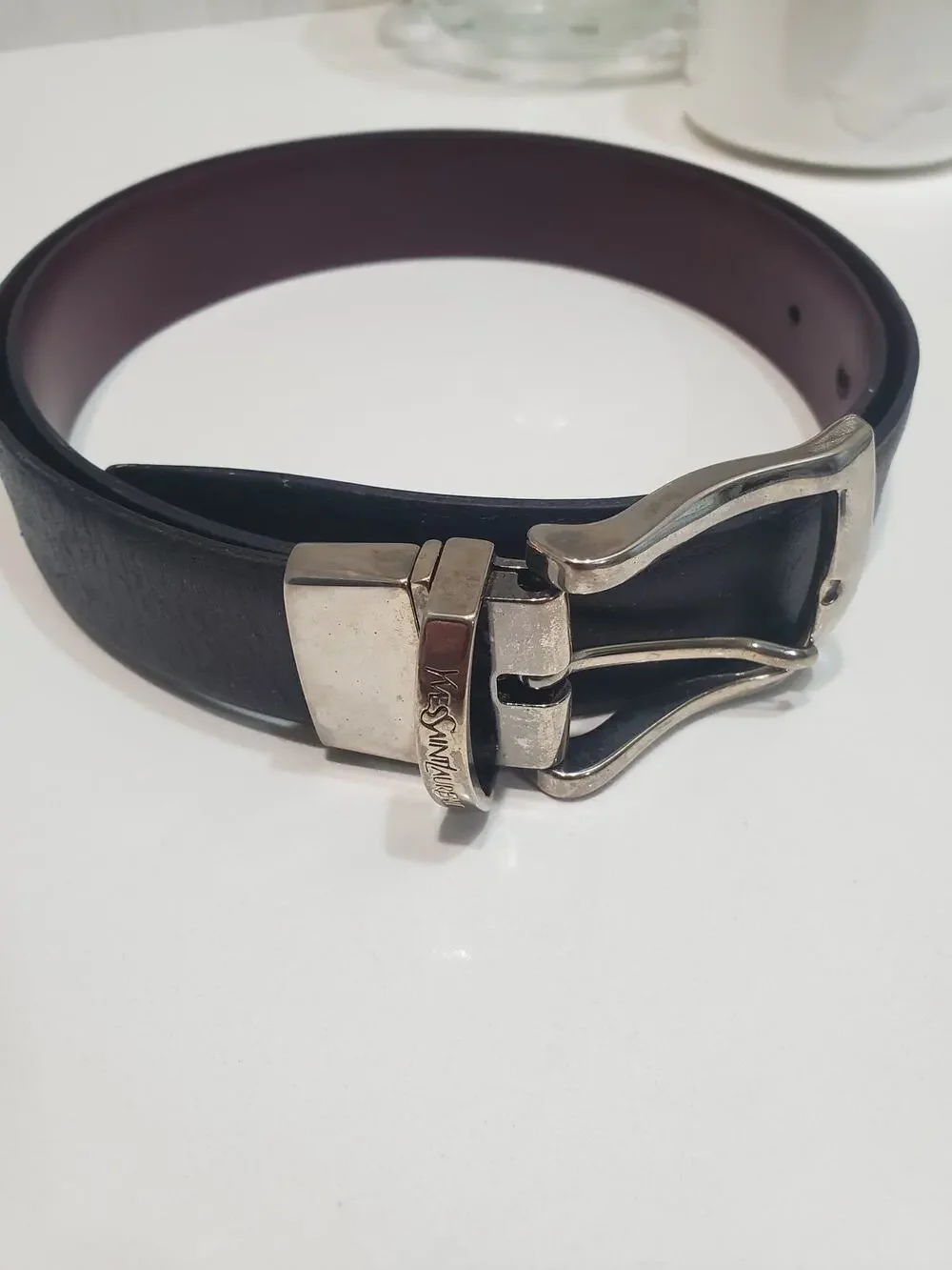 Vintage Yves Saint Laurent Reversible Leather Belt size 36